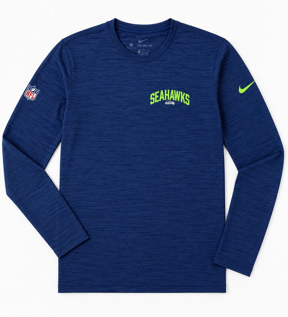 Nike On Field Seattle Seahawks Long Sleeve Dri-FIT‎ Shirt Men's M Blue NFL